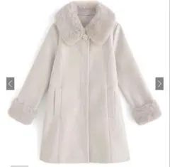 タグ付　GRL パールブローチ付きファーフレアコート【ze786】アイボリー M