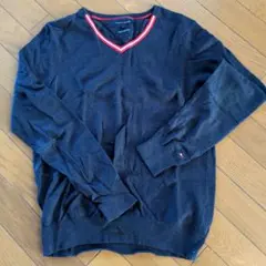 TOMMY HILFIGER Vネックニット S紺