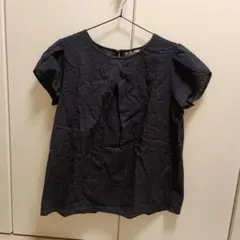ネイビー 半袖ブラウス Mサイズのサムネイル