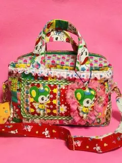 ボストンバッグ おとぎの国の猫と仲間たちkokka ヨコ約26cm 大きめサイズ