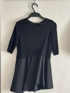 adam et rope 黒い半袖フレアチュニック