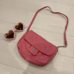 H＆M キッズ　女の子　ピンク　キルティング　ショルダーバッグ　サングラス