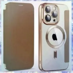 【MagSafe対応】iPhone15 高級レザー調 手帳型ケース　ブラウン