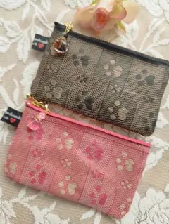 倉敷畳縁肉球２色セット 小銭入＆カードケース ハンドメイド