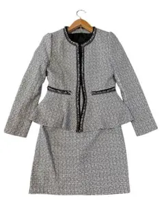 フォーマルスーツ ペプラムスタイル ホワイト・ブラック サイズM