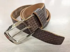 レザーベルト　ビジネスベルト　カジュアルベルト　ブラウン　編み込み