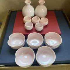 特選 美濃焼 桜乳白 酒肴揃 徳利 お猪口 小鉢 昭和時代の器 12点 