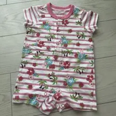 ホットビ 花柄 ストライプ ロンパース