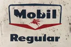 新品 ブリキ看板 Mobil モービル Regular レギュラー ガソリン