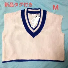 【新品タグ付き】AinaDesign　 チルデンニットベスト　ショート丈ゆったり