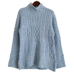 アイルランズアイ アイルランド製 ケーブルニット セーター ブルー系 Lサイズ