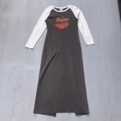 X-girl 長袖　ロングワンピース　いちご　ラグラン　古着