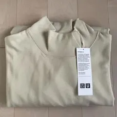 ユニクロUNIQLO UブラッシュドモックネックTシャツ長袖　サイズL