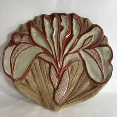 【極美品】桑名市無形文化財 森一蔵 作 萬古焼 赤絵 菖蒲型皿 ろっ石窯 極美品】桑名市無形文化財 森一蔵 作 萬古焼 赤絵 菖蒲型皿 ろっ石窯