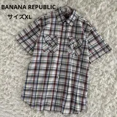 BANANA REPUBLIC 半袖　シャツ　チェック　大きいサイズ　XLのサムネイル