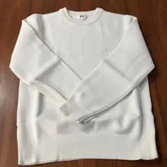 UNIQLO ホワイト ウォッシャブルミラノリブクルーネックセーター　XS