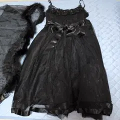 黒のシースルードレスとショール。結婚式、パーティーお呼ばれ。