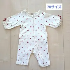 【美品】70サイズpetit main ハート ロンパース