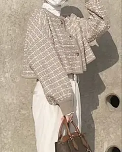 Ray cassin ベージュ クロップドカーディガン F