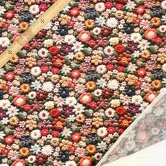D52　3D立体プリント生地 花柄 丸っこい小さい花 ポリコットン ハギレ 輸入