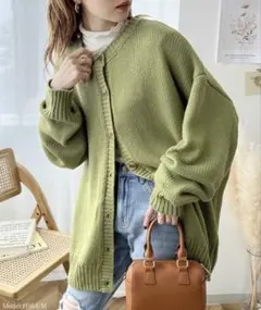 2WAYローゲージクルーネックプルオーバー＆ オーバーサイズ カーディガン