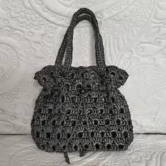 スズランテープ　ハンドメイドバッグ　ブラック　［XXVIII］