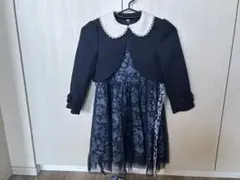 ネイビー フラワープリント フォーマルドレス