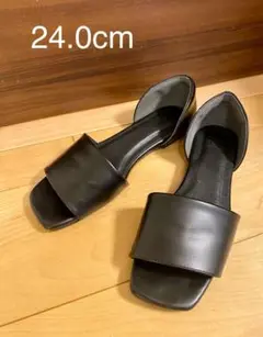 ブラックオープントゥミュール 24.0cm