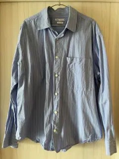 ☆ZARA☆コットンストライプシャツ☆レギュラーカラー☆ブルー☆