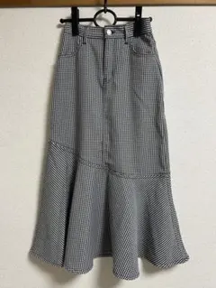 春物ems エムズエキサイトギンガムチェック マーメイドフレアスカート