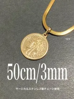 【スネークチェーン コインネックレス ゴールド 50cm】ステンレス a14