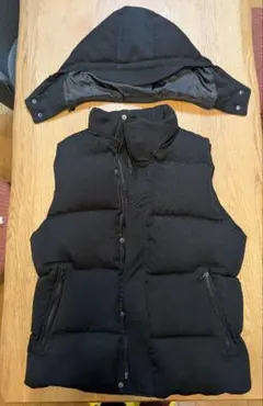 INHERIT ブラック ダウンベスト フード付き