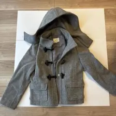 【子供服】150cm グレー フード付き ダッフルコート