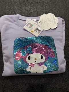新品　130cm サンリオ マイメロディ→クロミ 裏起毛　トレーナー ラベンダー