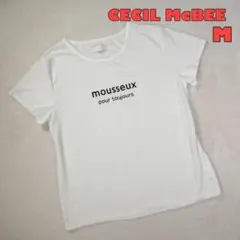 【セシルマクビー】半袖Tシャツ　シンプル　フロント英字プリント　M 白