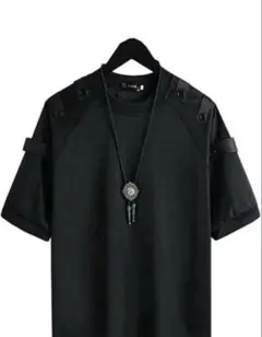 メンズ Tシャツ 七分袖 無地 大きい サイズ ビックシルエット 黒 XL