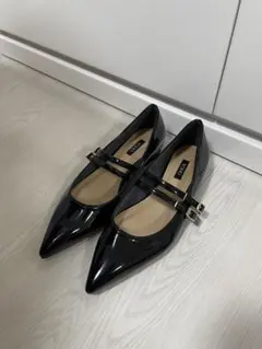 OHGA リボン フラットシューズ ブラック 24.5cm - メルカリ