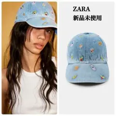 完売品 ZARA 刺繍入りデニムキャップ新品タグ付きのサムネイル