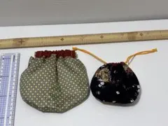 布製巾着袋2個セット（花柄・水玉）