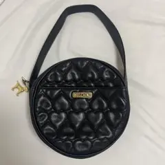 希少 バッグ 黒モスキーノ MOSCHINO ハート キルティング 丸型 肩掛け