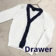 Drawer ドゥロワー スパンコール付 ニットカーディガン ホワイト 1