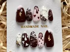【現品のみ】立体チョコレートネイル ハンドメイドネイルチップ／バレンタイン