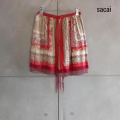 sacai シルク スカーフ柄 スカート 日本製 定価129000 X2183のサムネイル