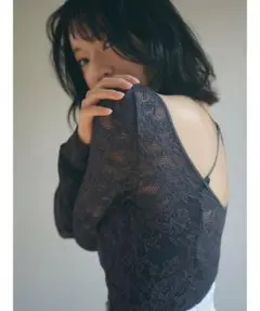 【Chacott】レース柄編みプルオーバー