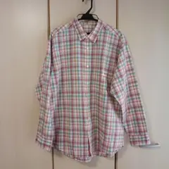 Papas パパス オープンカラーシャツ 開襟 リネン レモンイエロー M 