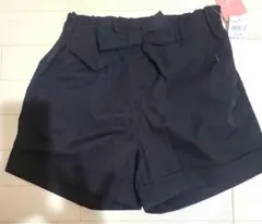 新品タグ付固定リボンブラック黒ショートパンツ女の子ウエストゴム160サイズ