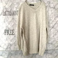 ロートレアモン LAUTRÉAMONT ライトグレー Vネック ニット　FREE