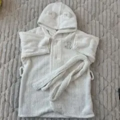gelatopiqueホワイト ベビーバスローブ フード付き