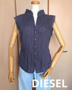 DIESEL ヴィンテージ加工 ノースリーブシャツ ジレ ダークグレー S