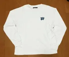 ホワイト 長袖カットソー 刺繍ロゴ